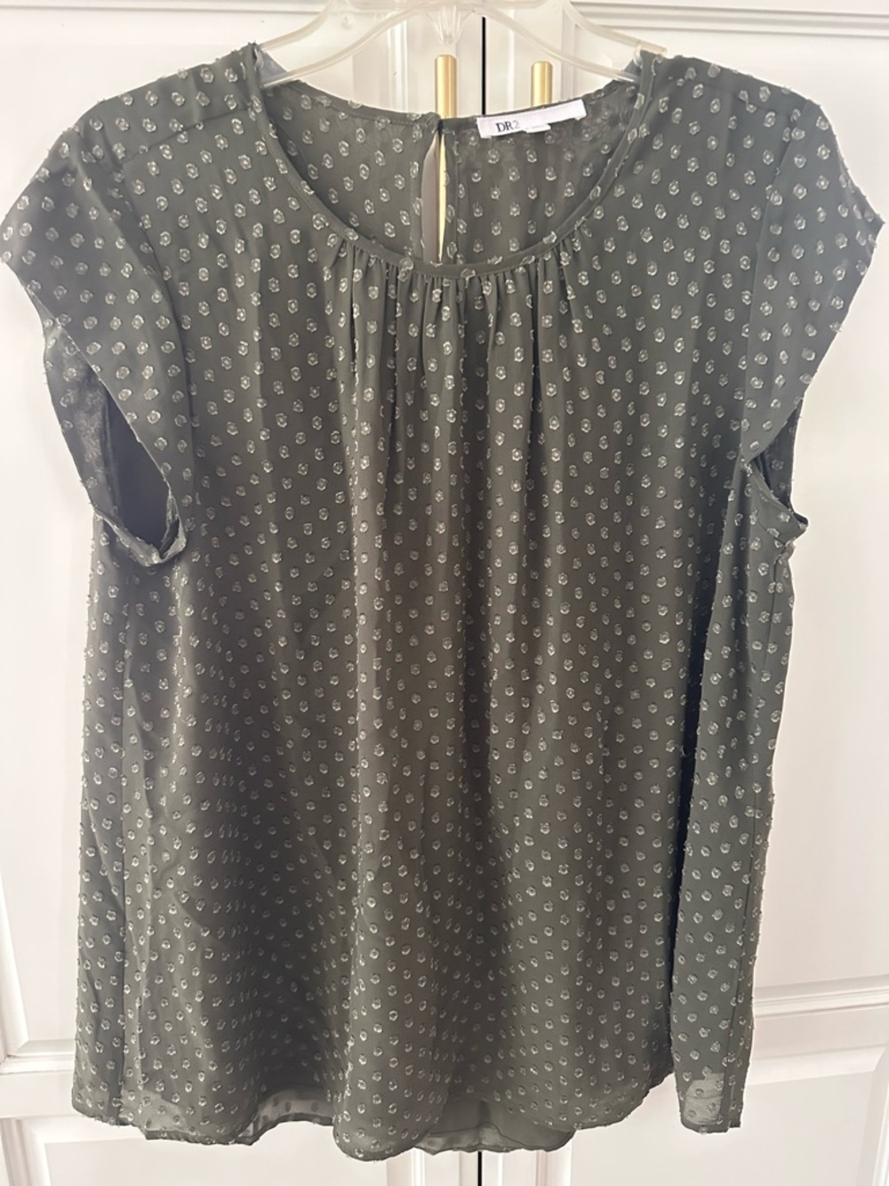 DR2 Olive Short-Sleeve Printed Blouse
